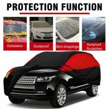 Universal 170T Black And Red Full Car Cover Waterproof All Weather Protection Outdoor For SUV Model 16.7x6.6x6.1FT - Đen và đỏ - Xem 4