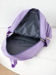 Women's Plaid College Style Backpack, Crossbody Bag, Pencil Case And Casual Student Backpack Set, Preppy & School Bag Set For The First Day Of School - Purple - View 7