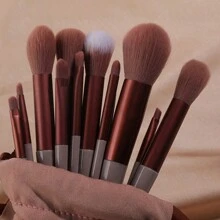 13 Pcs Professional Makeup Brushes Brush Set - Rust Brown - View 5