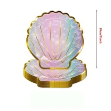 10pcs/20pcs/50pcs Pink And Purple 7inch 9inch Mermaid Plates Seashell Paper Plates Sea Iridescent Mermaid Party Shaped Plates Disposable Holographic Foil Cake Party Supplies For Mermaid Party Birthday Shower Wedding , For Halloween Or Christmas Party - Multicolor - View 11