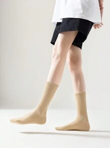 1 Par de Calcetines tipo Tripulación de Mujer con Colores Dulces de Dopamina, Calcetines Casuales y Versátiles de Media Caña, Primavera/Verano