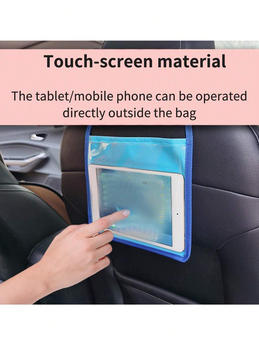 1pc Car Back Seat Tablet Holder, Compatible With Smartphones & Tablets, Rear View Mirror Mounted, Universal Tablet Holder With Transparent Touchable Cover, Kids Tablet Holder/Organizer - Multicolor - View 1