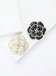 1 件时尚珐琅仿珍珠山茶花胸针，适合女士日常佩戴情人节、妈妈、母亲、母亲节、礼物