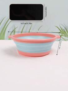 1 pieza Lavabo de plástico portátil de tamaño pequeño para uso en el hogar y viajes, cubo plegable para bañarse - Ideal para dormitorio de estudiantes - Azul - Ver 2