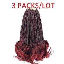 16 Strands/ Pack French Curl Crochet Braids 24 Inch 3 Packs Goddess Box Braids Crochet Hair For Women Pre Looped Crochet Box Braids With Curly Ends Synthetic French Curly Braiding Hair Extensions (3 Packs,1B/BUG) - Red Ombre - View 12