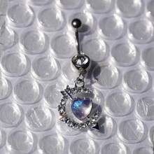 1pc Fashionable Stainless Steel Butterfly Navel Ring With Rhinestones, Personalized Women/Girls Belly Button Piercing Accessory - Color - View 14