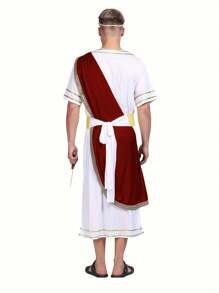Greek Roman Caesar Toga Costume For Men, Halloween Masquerade Party Roleplay Outfit - White - View 2