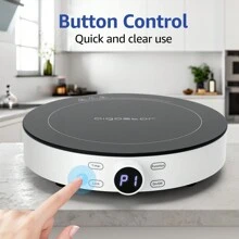 Placa de Inducción Portátil, 2000W, Diseño Redondo, 9 Niveles de Potencia, Temporizador de Apagado, Apto para Recipientes Compatibles con Inducción de 12-26 cm, Diseño Exclusivo - Enchufe EU Tipo E(220-240V) - Ver 2