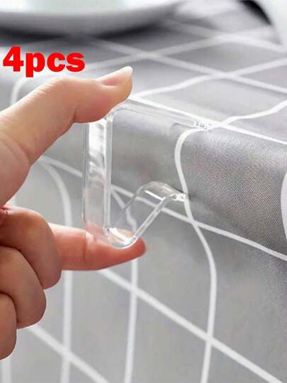 4pcs Tablecloth Clips, Transparent Anti-Skid Fixed Clamp, Kitchen Table Cover Clips, Home Tablecloth Anti-Skid Fixator, Wholesale
