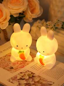 1 pieza Luz de noche con forma de lindo conejo que funciona con batería, luz de noche con forma de conejito linda con batería, luz de noche decorativa para habitación de niños, luz de noche con decoración de escritorio con forma de conejo, decoración del hogar, luz de noche para decorar la habitación, regalo para amigos, compañeros de clase, familia - Amarillo - Ver 6