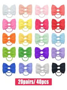 20/40pcs 2.75" Baby Hair Ties With Bows For Toddler Elastic Ponytail Holders Small Hair Ties For Baby Girls Kids Children Infants Hair Accessories