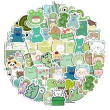 100Pcs Green Bear Rabbit Cute Anime/Cartoon Characters Vinyl Waterproof Sticker Gifts Water Bottle Cartoon Laptop Bumper Water Bottle Computer Phone Helmet Car And Stickers - Multicolor - View 2