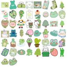 100Pcs Green Bear Rabbit Cute Anime/Cartoon Characters Vinyl Waterproof Sticker Gifts Water Bottle Cartoon Laptop Bumper Water Bottle Computer Phone Helmet Car And Stickers - Multicolor - View 4