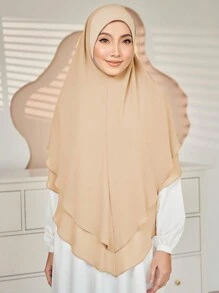 1pc Double Layered Chiffon Ready To Wear Instant Hijab Headscarf Women Scarf For Abaya Daily Under Cap Veiled Clothes - Multicolor - View 2