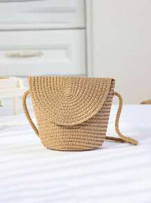 Women's Beach Hat, Khaki Wavy Pattern Beach Sun Hat With Woven Shoulder Bag, Perfect For Spring And Summer Beach Vacations And Outdoor Activities, Essential For Beach Holidays, Travel, Shopping And Vacations. - Khaki - View 15