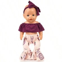 適用於18英寸美國女孩娃娃的露肩連身褲套裝，夏季時尚裝扮 - 彩色 - 查看 9