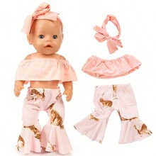 適用於18英寸美國女孩娃娃的露肩連身褲套裝，夏季時尚裝扮 - 彩色 - 查看 3