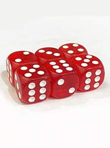 Kit 6 Pcs Dice For Living Room Game Red White Colorful Marbled 6 Sides - Đỏ - Xem 2