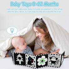 1 件黑白瓢虫布料，柔软感官刺激材料，对比色卡通昆虫图案，适合新生儿礼物，品牌颜色随机 - 黑與白 - 查看 4