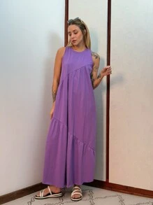 Women Long Dresses - Purple - View 3