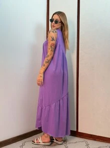 Women Long Dresses - Purple - View 2