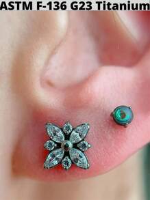 1 Stück Kubischer Zirkonia Sonne G23 Titan Knorpel Ohrringe Stecker 16G Innengewinde Stern Helix Cz Kubisch Zirkonia Blumen Ohr Tragus Piercing Schmuck Valentinstag