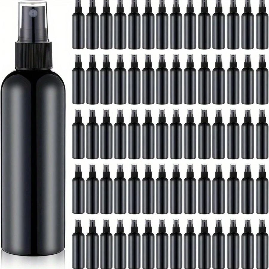 20PCS Spray Bottle Bulk 100ml Plastic Mist Spray Bottles For Essential Oils Fine Mist Sprayer Reusable Refillable Portable Travel Containers For Perfume Cleaning Samples(Black) - Black - View 1