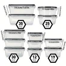 3 pezzi/10 pezzi/12 pezzi Contenitori per alimenti sigillati (possono essere acquistati separatamente), Contenitori per il pranzo quadrati e rotondi per la conservazione in frigorifero, in plastica