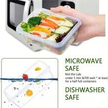 3 pezzi/10 pezzi/12 pezzi Contenitori per alimenti sigillati (possono essere acquistati separatamente), Contenitori per il pranzo quadrati e rotondi per la conservazione in frigorifero, in plastica