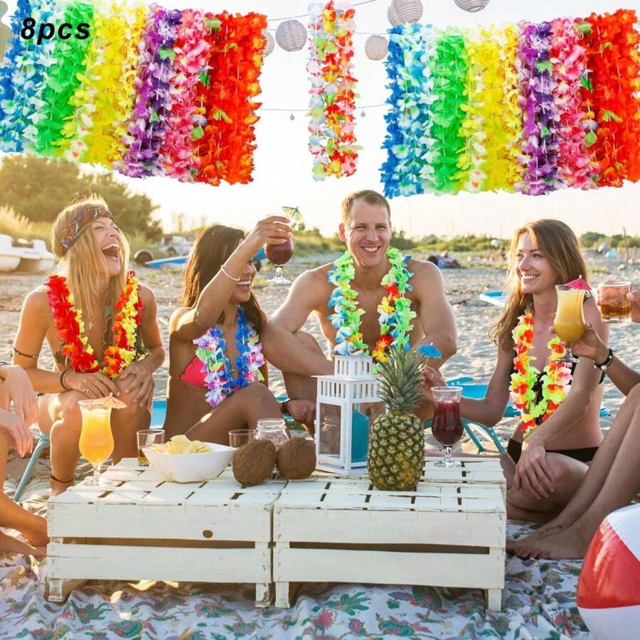 Leis For Luau Party, Hawaiian Leis Bulk Decorations Silk Flower