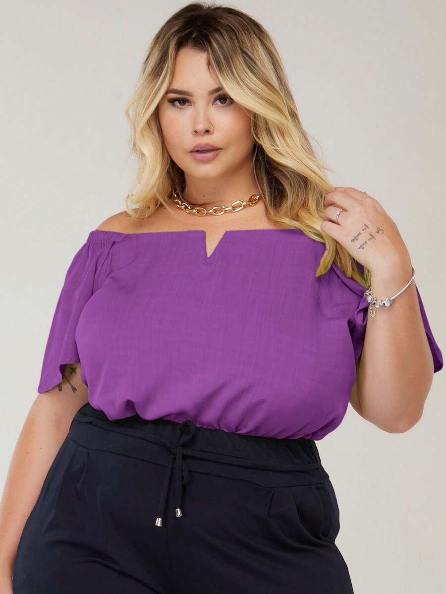 Plus Size Blouses - Purple - View 1