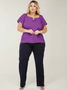 Plus Size Blouses - Purple - View 3
