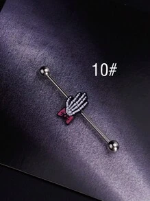 1pc Y2k Goth Skull Spider Industrial Piercing Jewelry 14G 316L Stainless Steel Chain Industrial Earrings For Women Halloween Heart Butterfly Industrial Bar Piercing Cartilage Helix Piercing Earrings Dragon Industrial Barbell Body Piercing Jewelry 38mm 1&1/2 Inch Industrial Piercing Bar For Halloween Gift Party Daily Wear Valentines