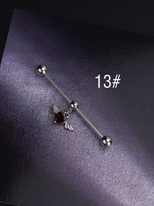 1pc Y2k Goth Skull Spider Industrial Piercing Jewelry 14G 316L Stainless Steel Chain Industrial Earrings For Women Halloween Heart Butterfly Industrial Bar Piercing Cartilage Helix Piercing Earrings Dragon Industrial Barbell Body Piercing Jewelry 38mm 1&1/2 Inch Industrial Piercing Bar For Halloween Gift Party Daily Wear Valentines