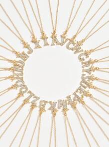 26 英文字母时尚皇冠吊坠项链水钻字母吊坠珠宝女士男士首字母名字项链 - 英文字母 - 查看 2