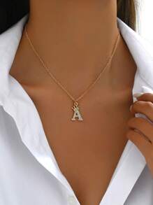 26 英文字母时尚皇冠吊坠项链水钻字母吊坠珠宝女士男士首字母名字项链 - 英文字母 - 查看 5