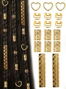 27pcs/Set Mixed Shapes Dreadlock Hair Scrunchies Set, Suitable For Braided Hairstyles, Adjustable Hair Bands For All Seasons