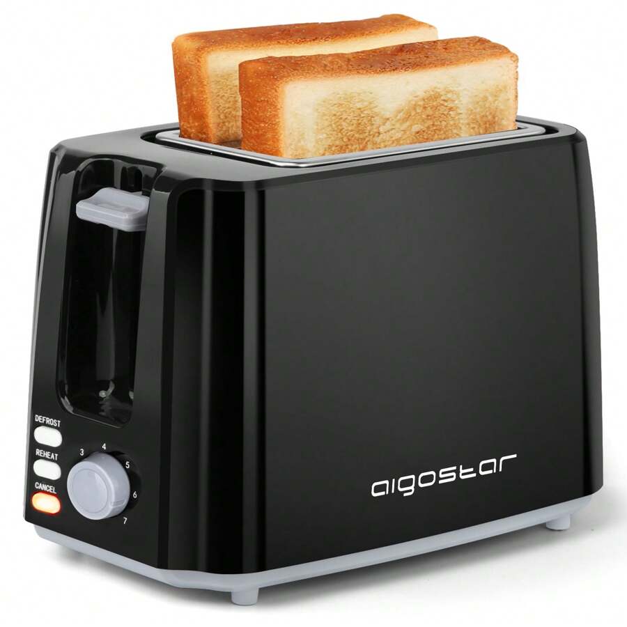 Toaster With 2 Extra Wide Short Slots, 7 Toast Levels, Reheat, Defrost And Cancel Function, Exclusive Design, Black Color, 750 W - EU E Type Plug(220-240V) - View 1