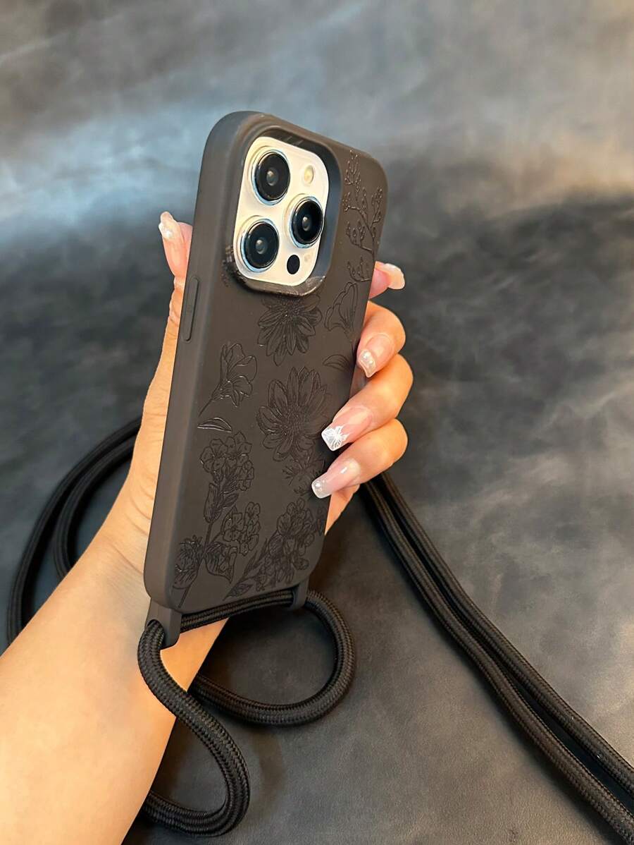 Ốp điện thoại Apple kèm móc khóa, thiết kế thể thao thời trang, có dây đeo, chống nước, chống sốc, chống rơi, chống trầy xước. - hoa sen - Xem 1