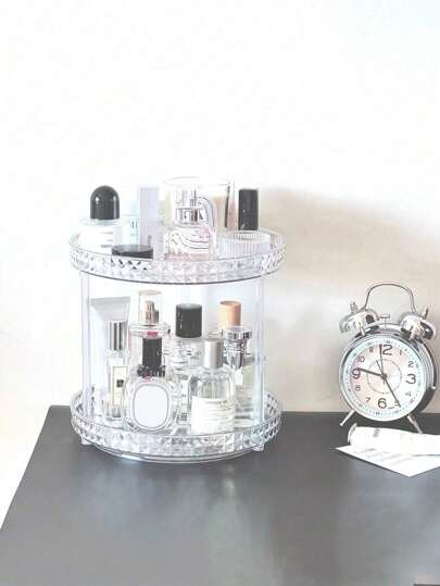 1 Cosmetics Storage Turntable, Bathroom Storage Rack, Desktop Storage Open Storage Box, Dresser Storage Box, Bathroom Accessories, Storage Accessories, Toilet Rotary Storage Tray, Cosmetics Storage Box, Suitable For The Storage Of Cosmetics, Kitchen Supplies Home Bathroom Decor Bathroom Organizer Fall Decor Back To School