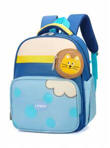 Cartoon Cute Little Tiger Lightweight Colorful Backpack With Coin Purse And Anti-Slip Shoulder Buckle For 3-6 Years Old Kids Kindergarten