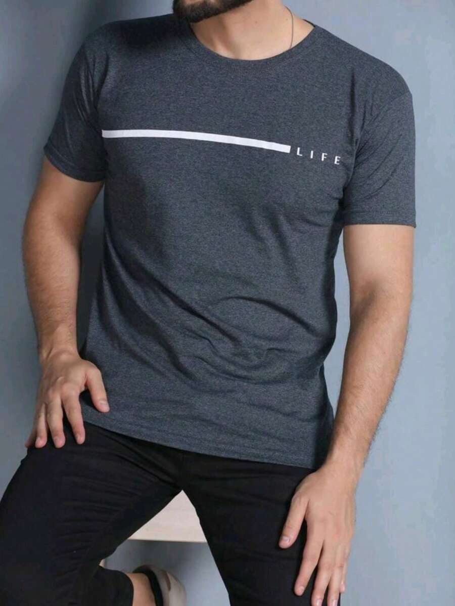 Men T-Shirts - 深灰色 - 查看 1