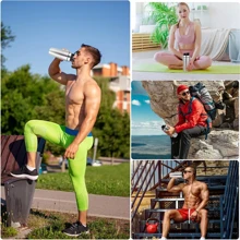 Protein Shaker Bottle Leak-Proof Metal Shaker Cup Stainless Steel Protein Mixer - Silver - View 3