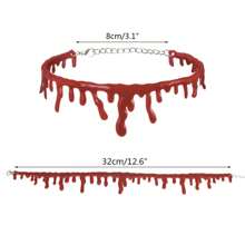 Halloween Horror Dripping Blood Necklace Fake Vampire  Fancy Clown Costume Party Accessory - Black - View 2