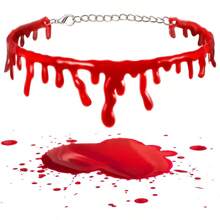 Halloween Horror Dripping Blood Necklace Fake Vampire  Fancy Clown Costume Party Accessory - Black - View 4