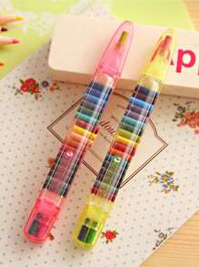 1支随机颜色可替换油画棒，20种鲜艳色彩，便携可水洗，是学校、艺术绘画和创意项目的理想之选，便携式绘画工具 | 蜡笔 | 塑料笔身