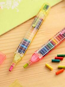 1支随机颜色可替换油画棒，20种鲜艳色彩，便携可水洗，是学校、艺术绘画和创意项目的理想之选，便携式绘画工具 | 蜡笔 | 塑料笔身