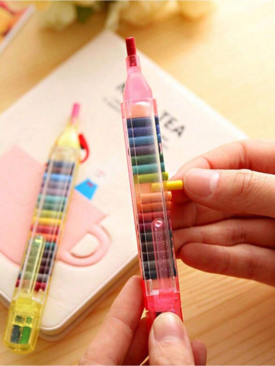 1支随机颜色可替换油画棒，20种鲜艳色彩，便携可水洗，是学校、艺术绘画和创意项目的理想之选，便携式绘画工具 | 蜡笔 | 塑料笔身