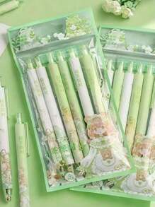 6 peças Canetas neutras clicáveis, Caneta de Assinatura Preta Baseada em Água ST para Estudante, Caneta de Secagem Rápida, item obrigatório de volta às aulas - Multicolorido - Visão 9