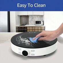 Placa de Inducción Portátil, 2000W, Diseño Redondo, 9 Niveles de Potencia, Temporizador de Apagado, Apto para Recipientes Compatibles con Inducción de 12-26 cm, Diseño Exclusivo - Enchufe EU Tipo E(220-240V) - Ver 3